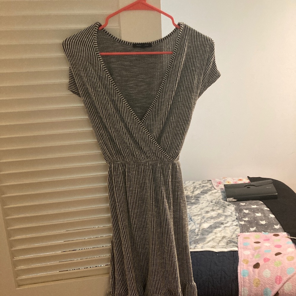 Black and white striped dress